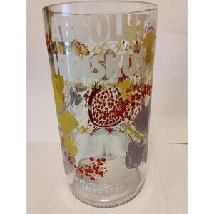 Upcycled Absolut HIBISKUS Vodka Glass 6.5" Hand Cut Tumbler Smooth Polished Tiki